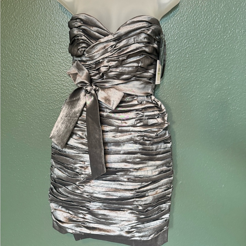 Pewter Calvin Klein cocktail Dress fits size 4/6/8 (NEW W TAGS)
